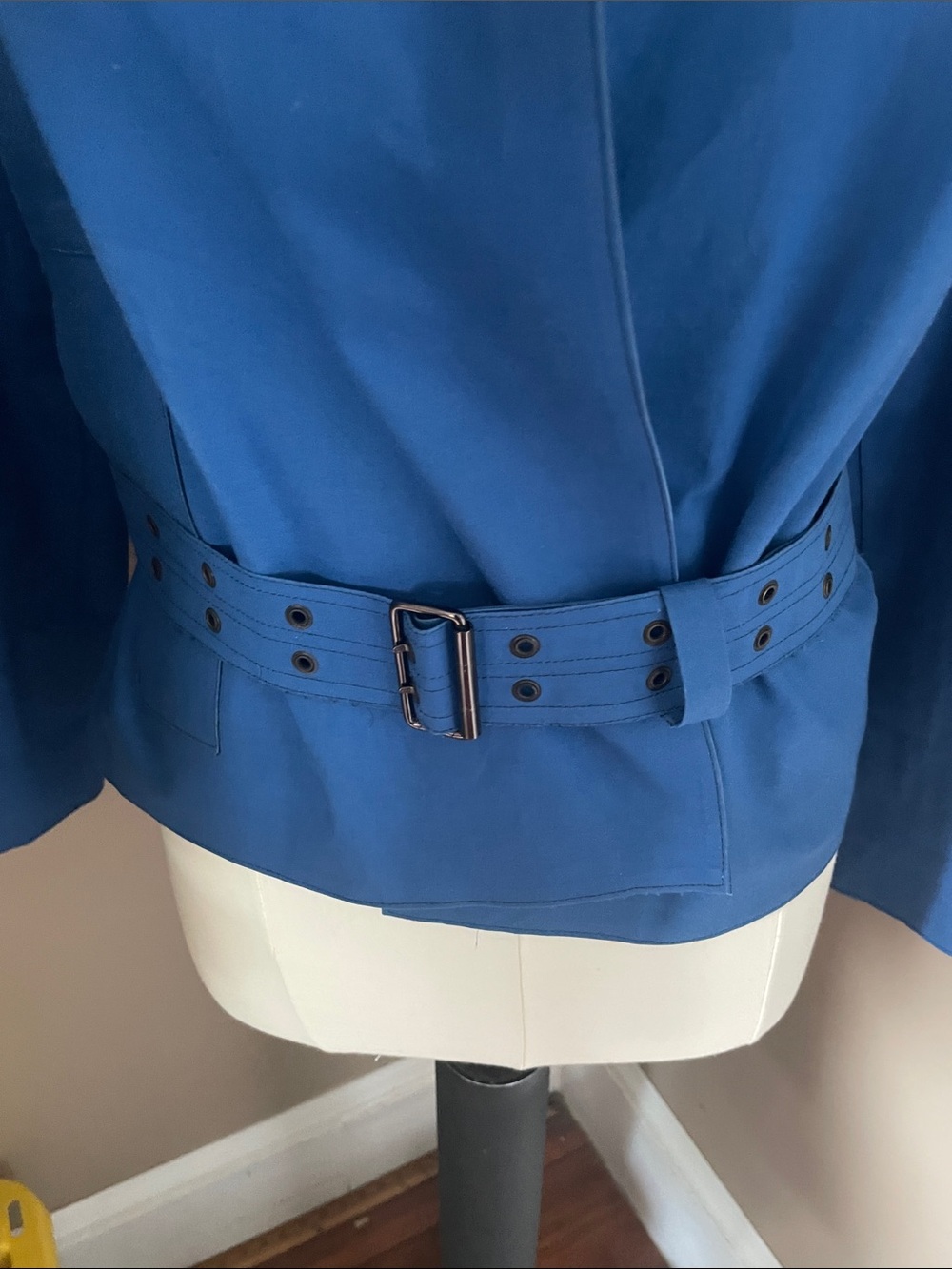 Burberry trench jacket Blue Belted Wrap Jacket - sz 8 - Picture 5 of 10
